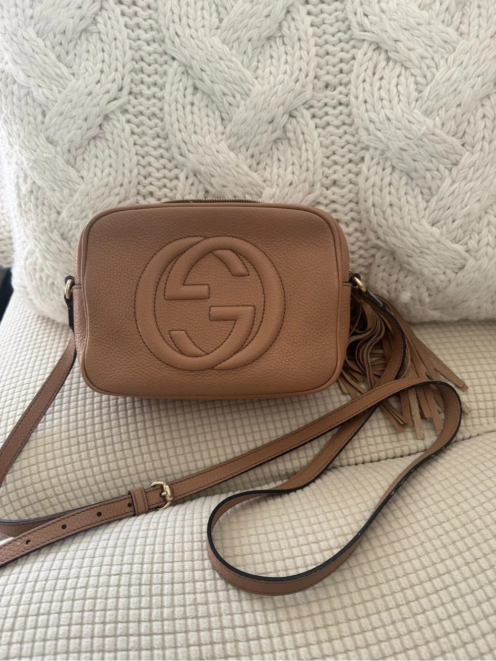 Gucci Brown Leather Crossbody Disco Bag with Tassel